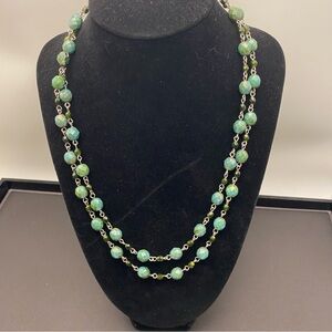 Double Strand Green Beaded Necklace